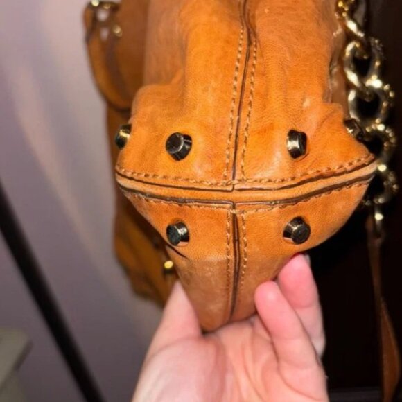 EUC Michael Kors Studded Brown Leather Hobo Bag - Picture 6 of 11